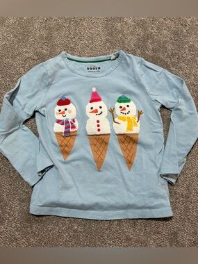 Mini Biden winter snowmen ice cream cones size 5-6 long sleeve shirt blue